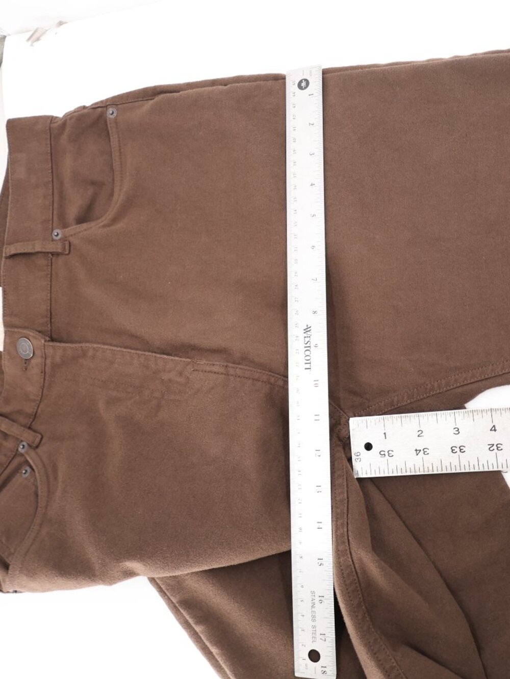 House of Bruar Pants Women 12 L30 moleskin Straight Leg 5 Pocket High Rise Brown - Picture 6 of 12
